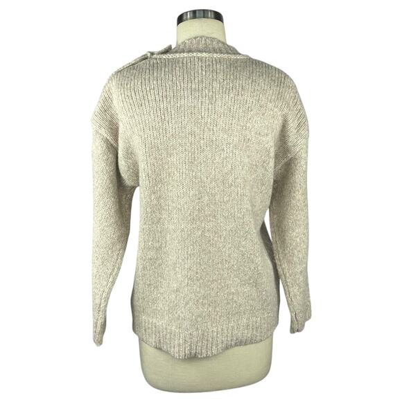 J CREW Button Shoulder Heather Crewneck Tan Sweater Women's Size XS Knit - Picture 4 of 7